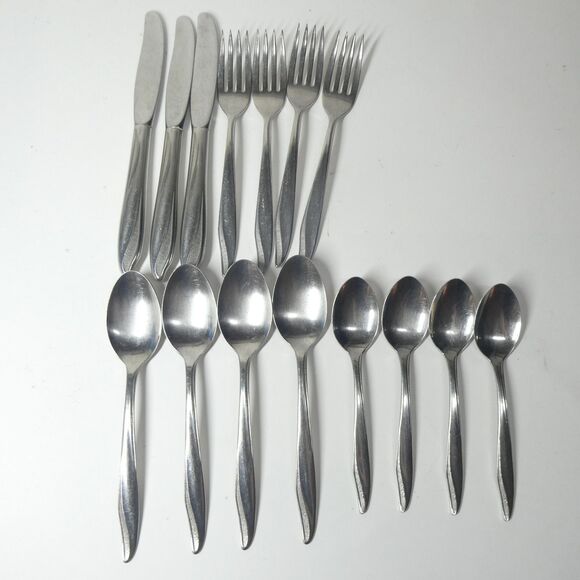 Imperial IMI50 Textured Stainless Flatware Lot Vintage 15pcs MCM - Picture 1 of 8